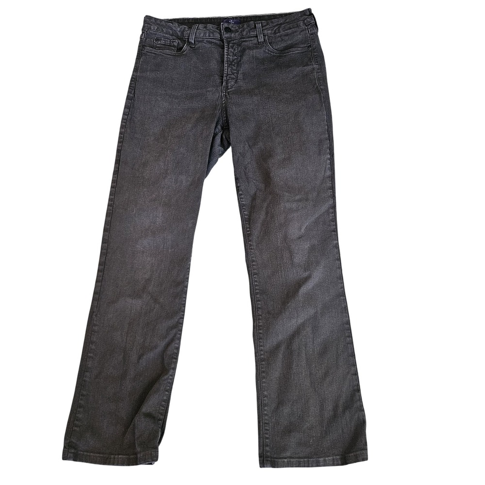 NYDJ Pants Womens 14 dark Gray Bootcut Denim Chino Embroidered Pockets 32x30
